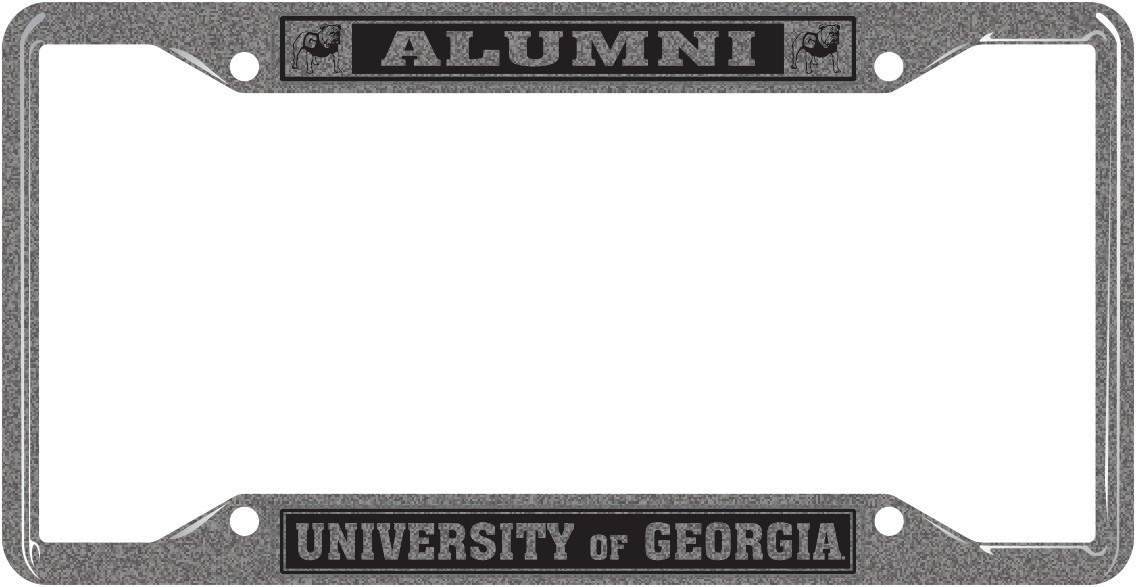 UGA UNIVERSITY OF GEORGIA Hammered Metal ALUMNI Tag Frame