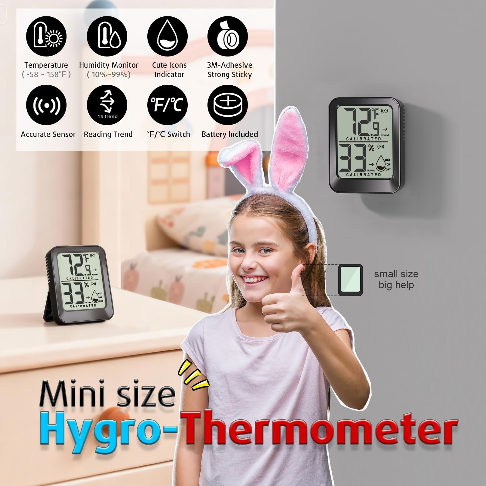 AyayaBoss 3 Pack Room Thermometer Indoor Hygrometer for Home, Digital Sensor ...