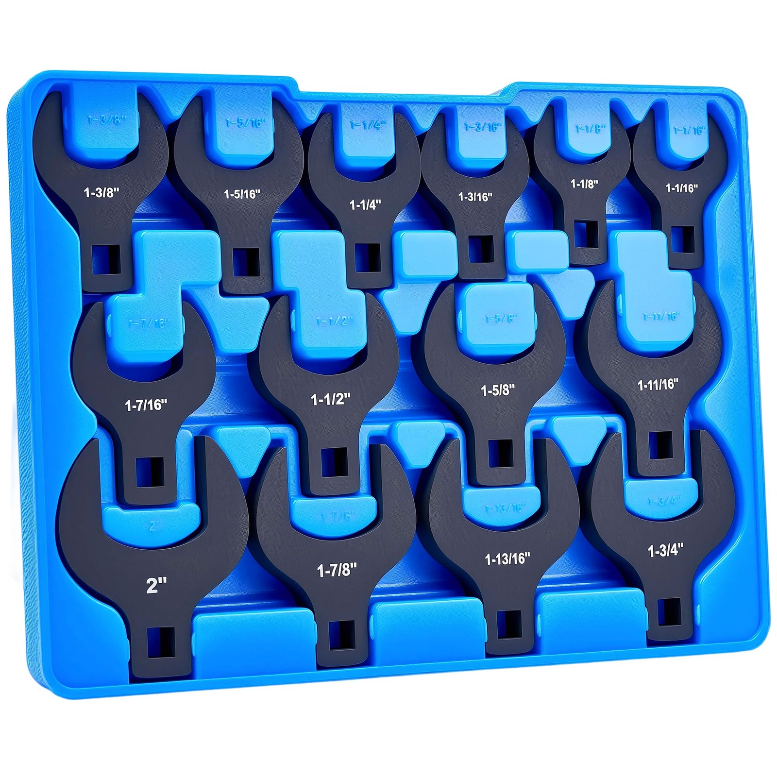 14 Piece Crows Foot Wrench Set, SAE Shockit Crows Foot for 1-1/16" to 2" Flar...