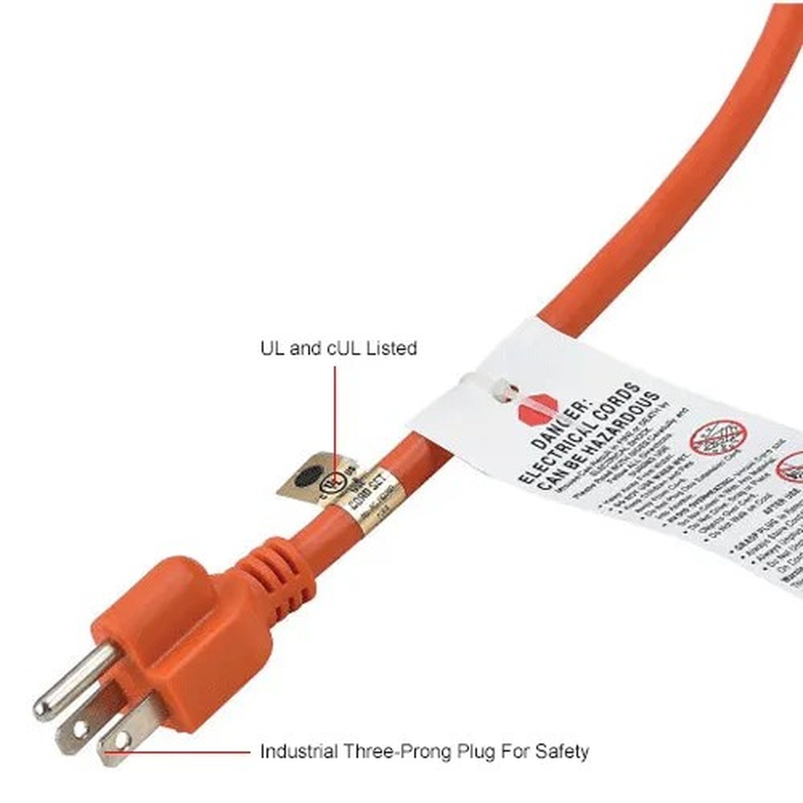 Global Industrial? 50 Ft. Outdoor Extension Cord, 16/3 Ga, 13A, Orange