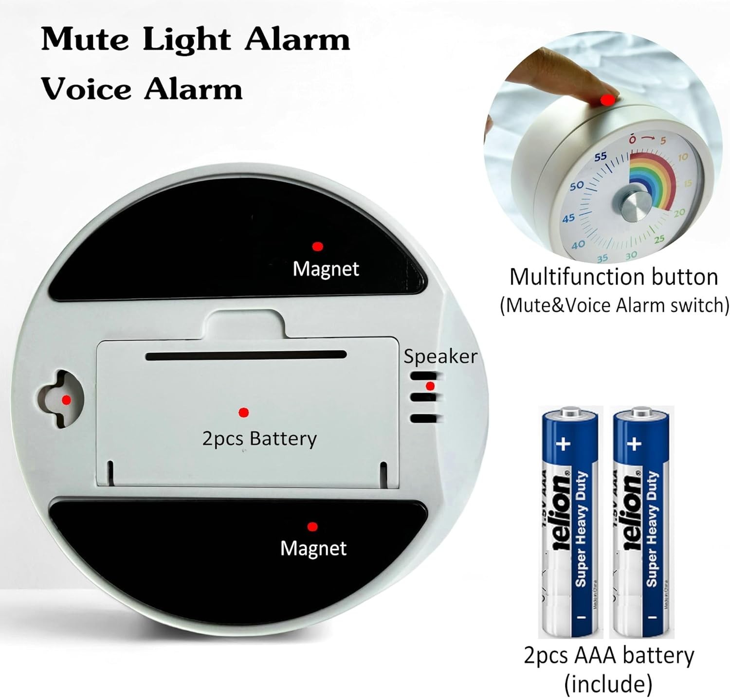 Visual Timer Kitchen Timer Rainbow Disk 60 Minute Countdown Timer Kids & Adults