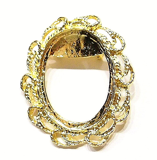 4 of 40x30mm Gold Old Style Twisted Rope Wreath Brooch Pendant Combo Settings