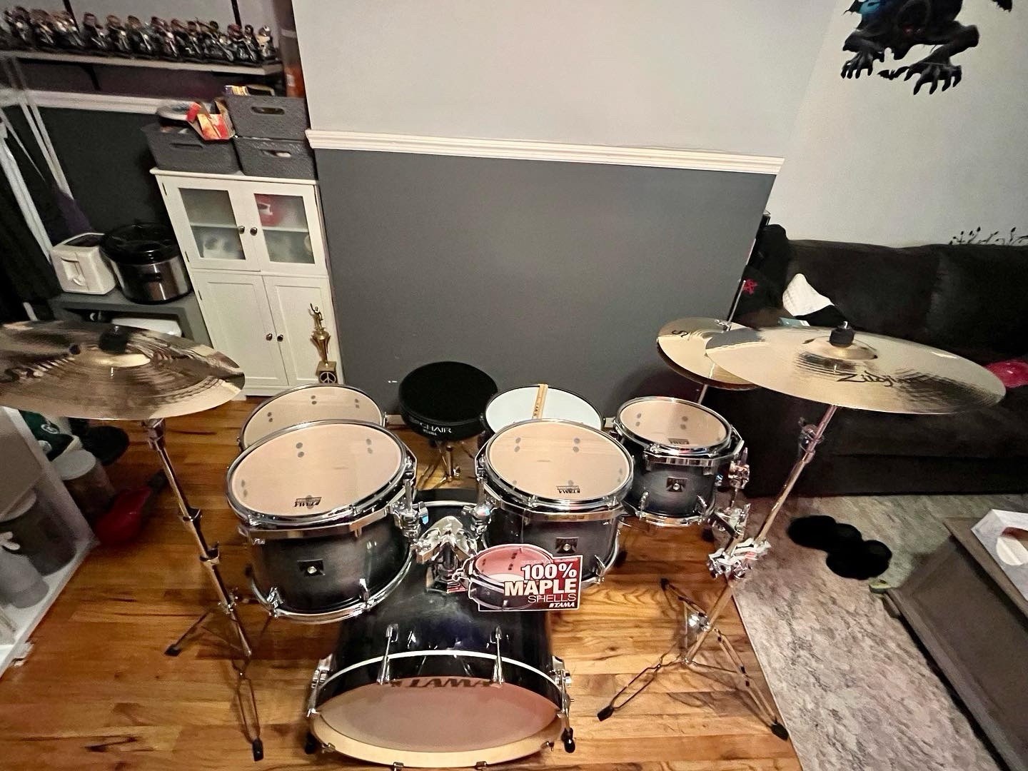 Tama 100% Maple Acoustic Drum Kit 5-Piece Bass Snare Tom Floor Tom Hi-Hat Cymbal