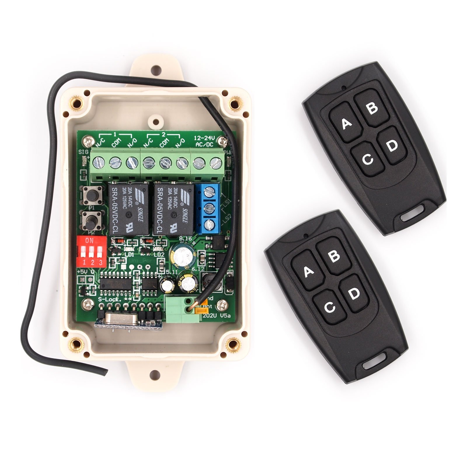 Solidremote 12V - 24V Secure Wireless Rf Remote Control Relay Switch Univers...