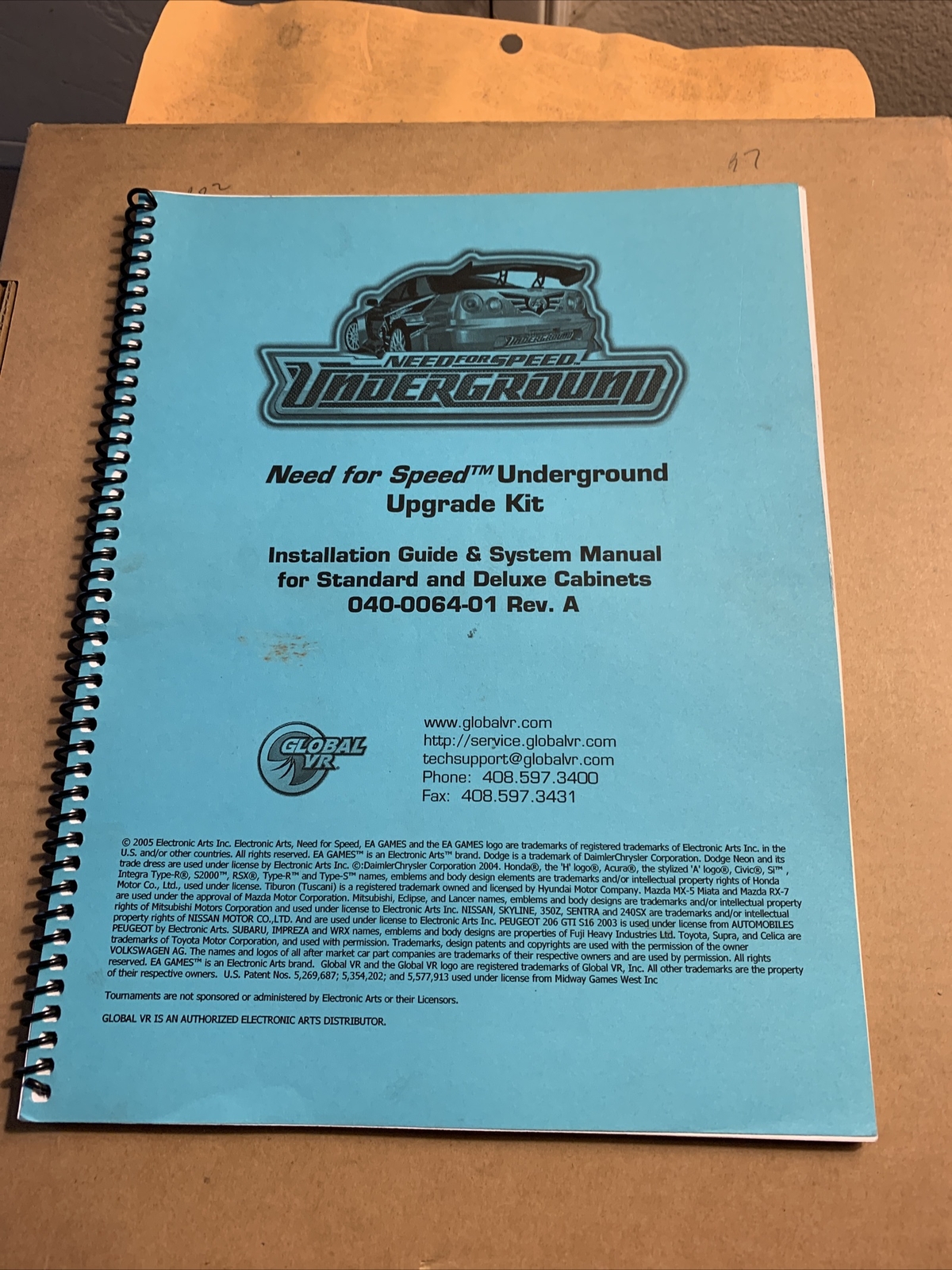 original  arcade video game owners manual Need For Speed Upgrade Kit