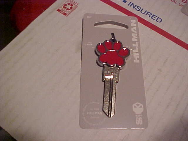 Qty 1 kw 1/66 Hillman 3D Red Paw Print Shaped Key Blank  with free shipping