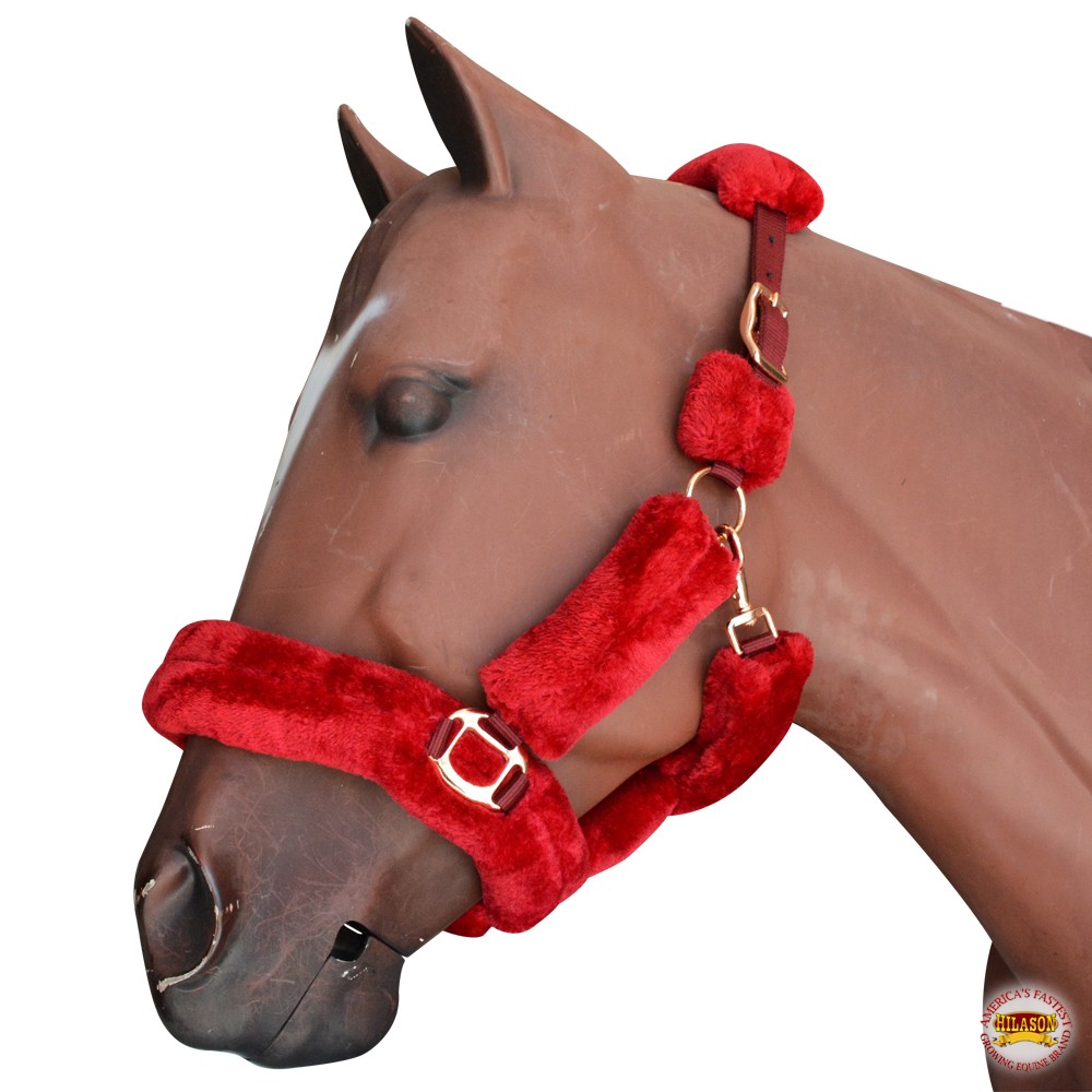 HILASON Comfort Fleece Nylon Horse Halter Maroon | Western Halters for Horses