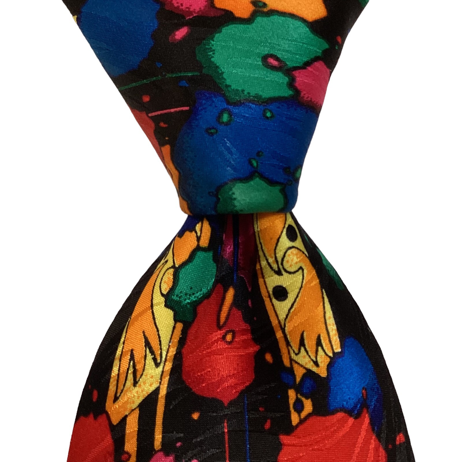 RUSH LIMBAUGH Mens 100% Silk XL Necktie USA Designer Geometric Multi-Colored GUC