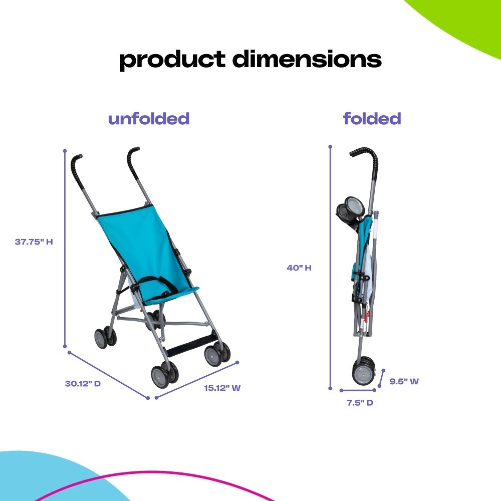 Comfort Height Umbrella Stroller for Toddlers Turquoise