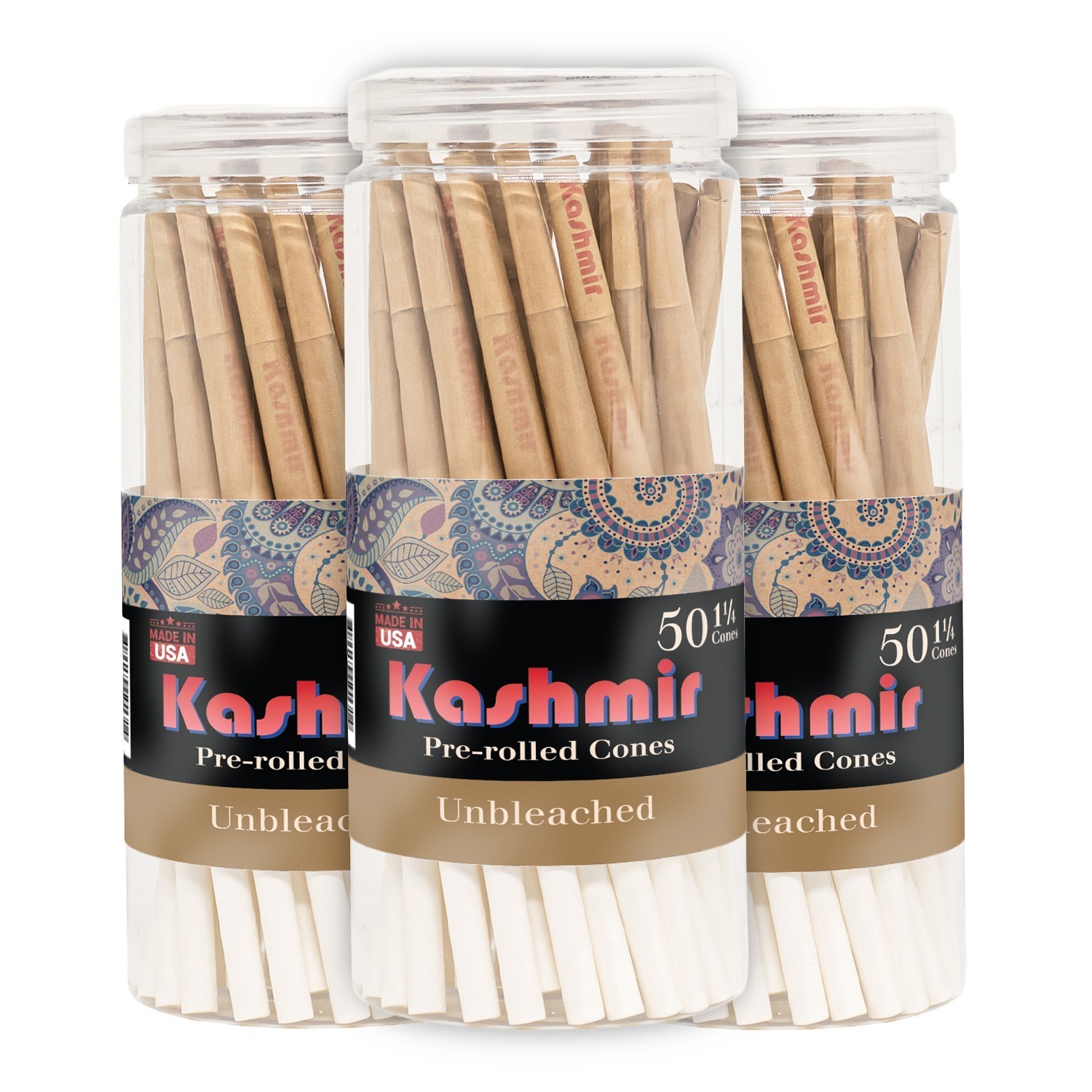 Pre Rolled Cones Unbleached 1 1/4 Size Classic Rolling Papers 50 ct - pack of 3