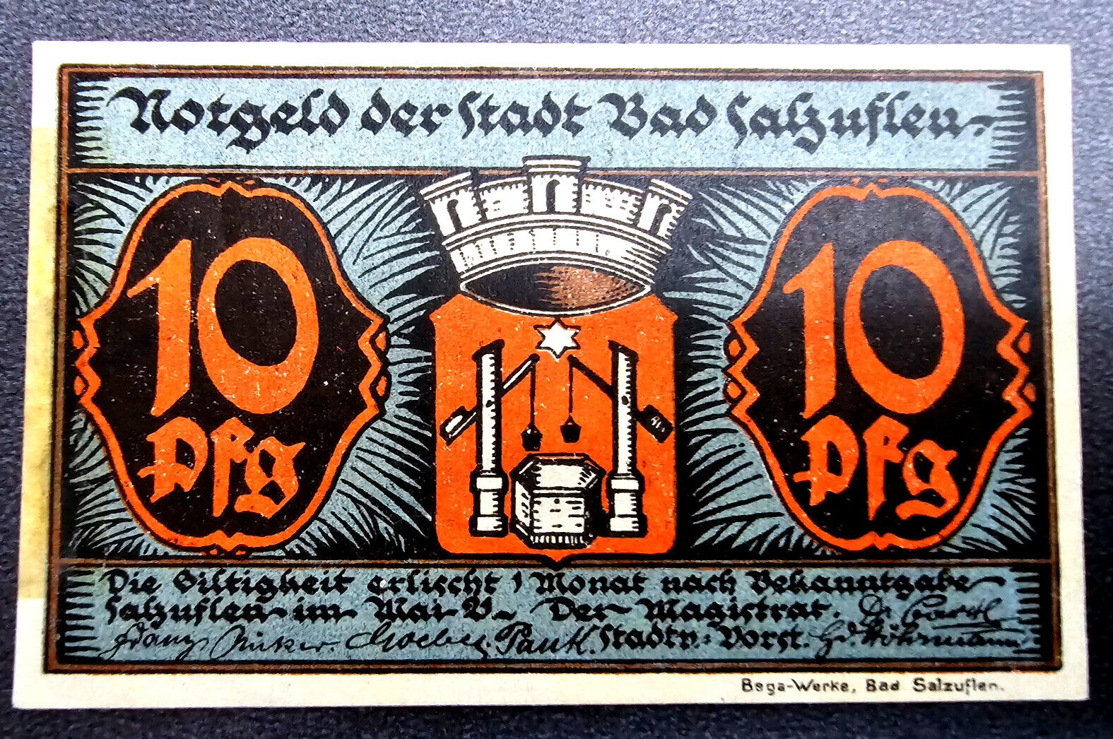 BAD SALZUFLEN NOTGELD 10 PFENNIGE 1921 EMERGENCY MONEY GERMANY BANKNOTE (32833)