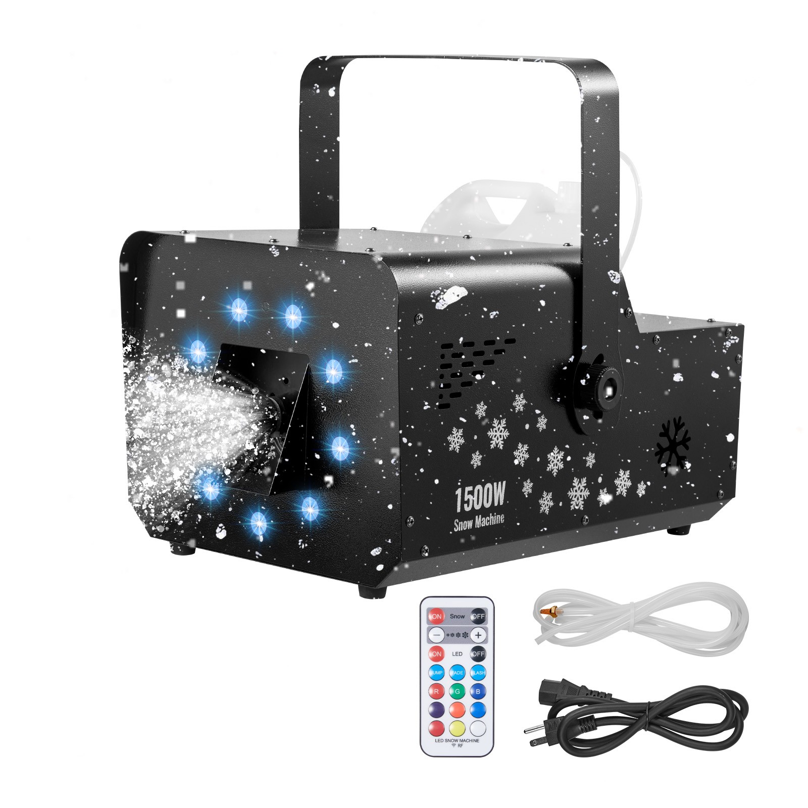 Uimoso 1500W Snow Machine Multi Lights Holiday Christmas Remote & DMX512 Control