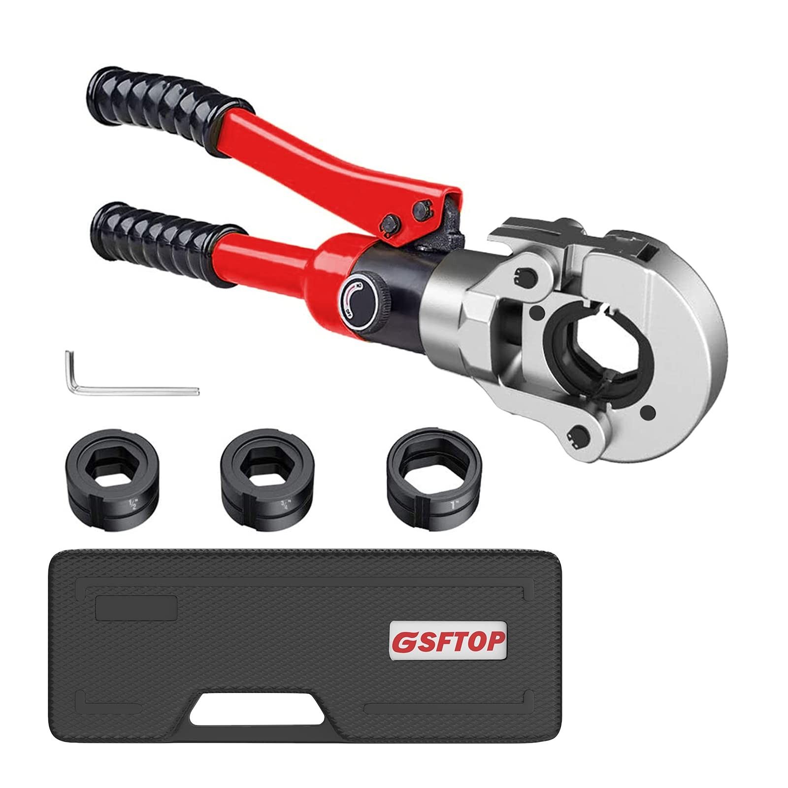 GSFTOP Hydraulic Copper Pipe Crimping tool, Dies Jaw 1/2”-1”, Black