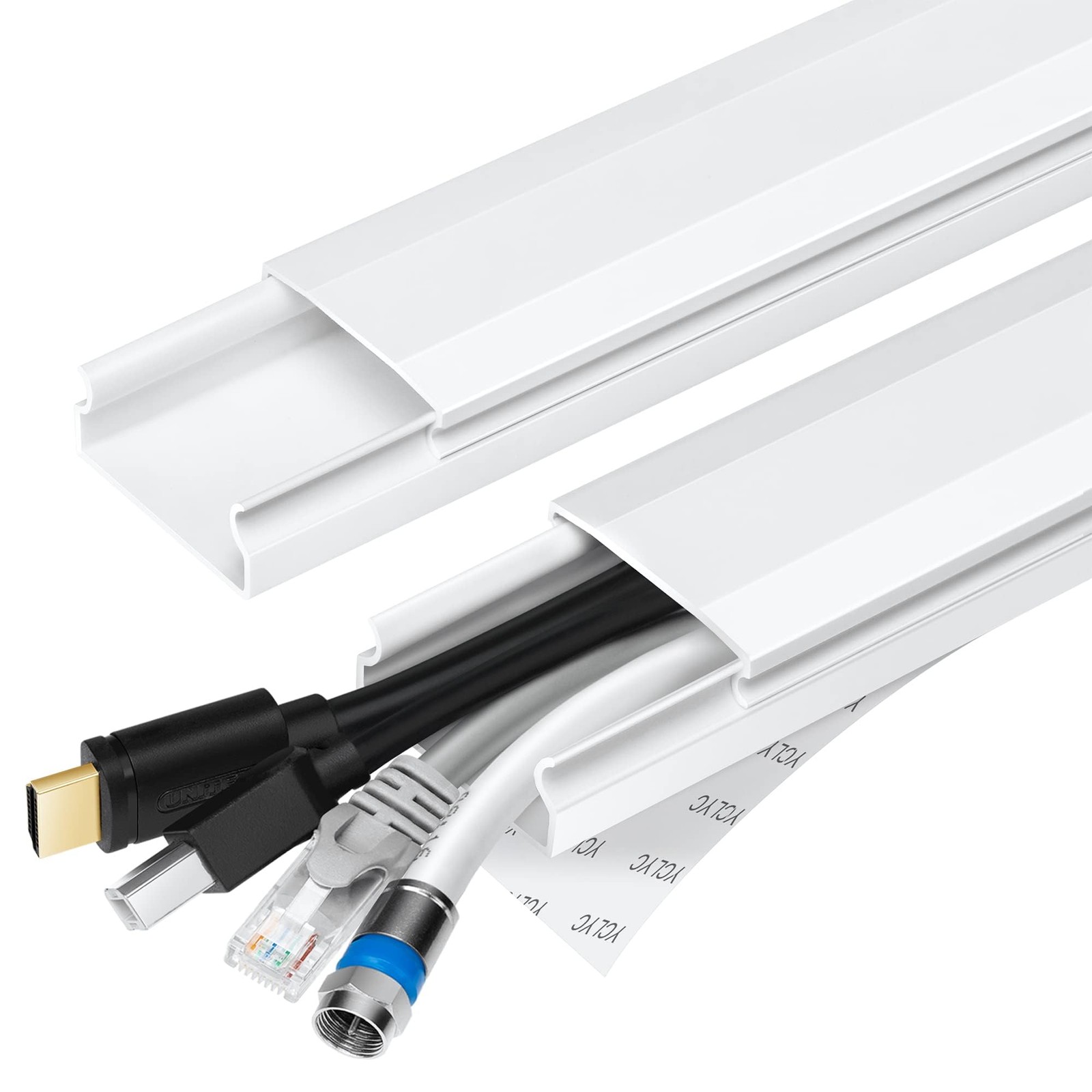 TV Cable Hider - 62.8in PVC Cord W 1.2in x H 0.59in x L 62.8in, White