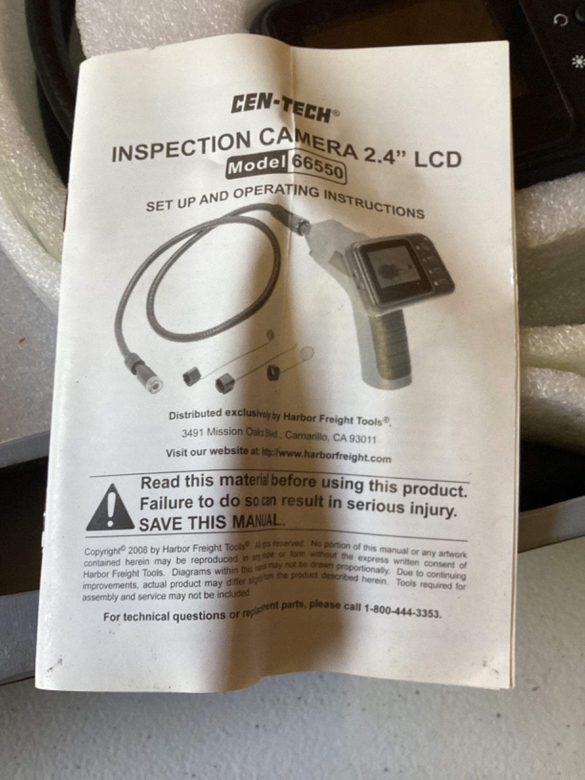 Cen-Tech Industrial Real Time Digital Inspection Camera & Case #66550 in EUC