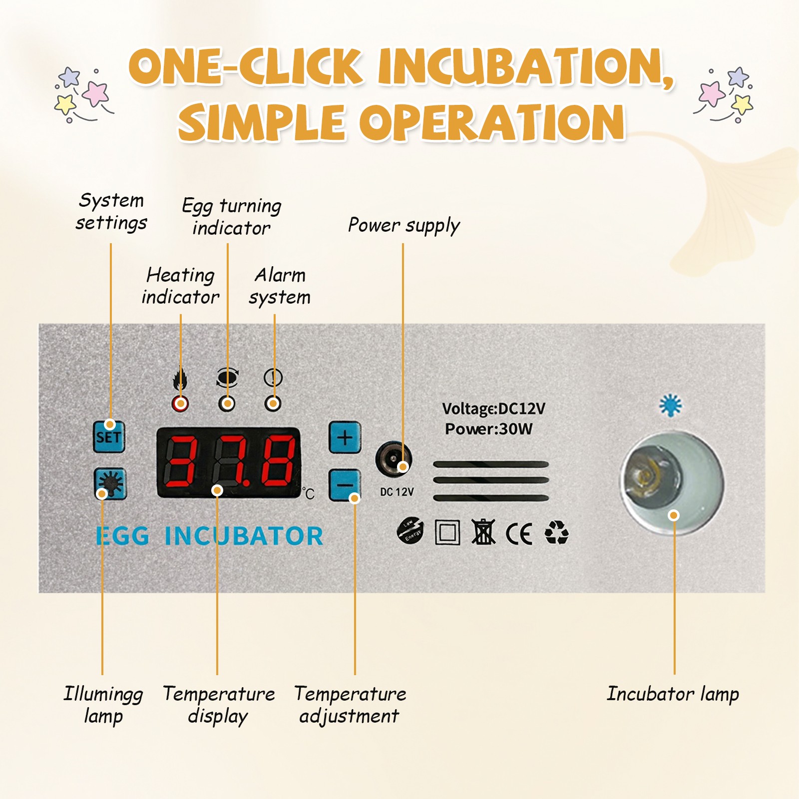 Egg Incubator for Hatching 16/36 Eggs Automatic Egg Turning Temperature Control