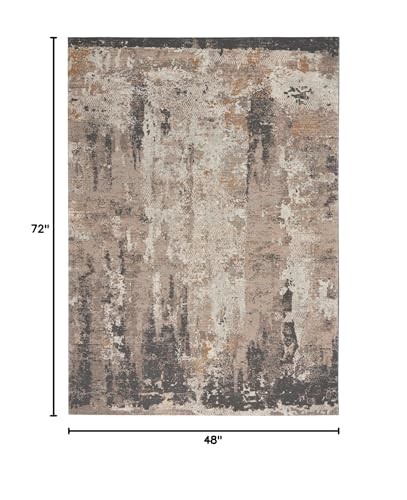 Home Ludlow Modern Cream Grey 4' x 6' Area -Rug, Easy -Cleaning, Non