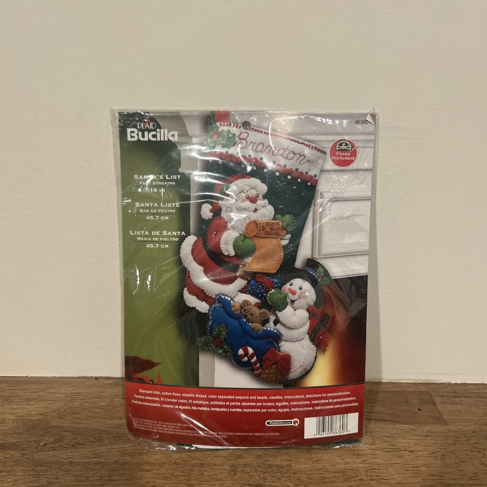 Bucilla Santa's List Christmas Stocking Felt Applique Kit, 86360 18-Inch