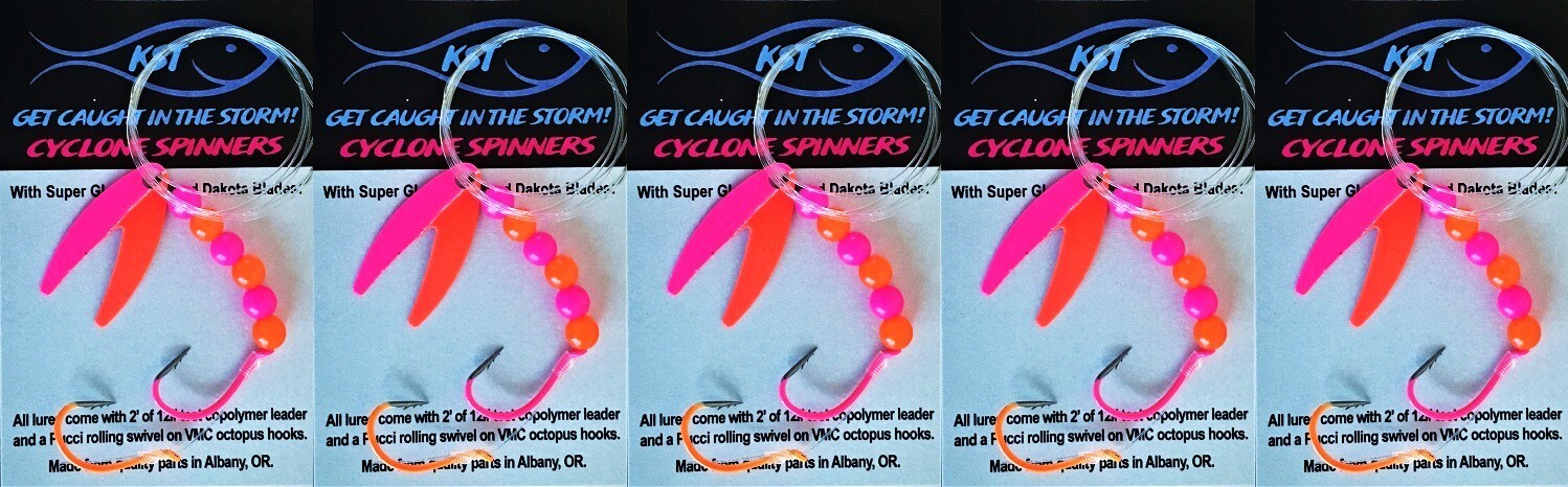 KOKANEE TROUT FISHING TACKLE 5 PORANGE CYCLONE SPINNER FISHING LURES