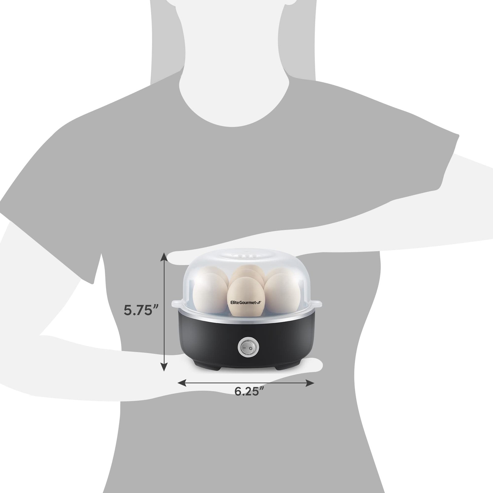 Elite Gourmet EGC115B Easy Egg Cooker Electric 7-Egg 7 Egg, Classic Black