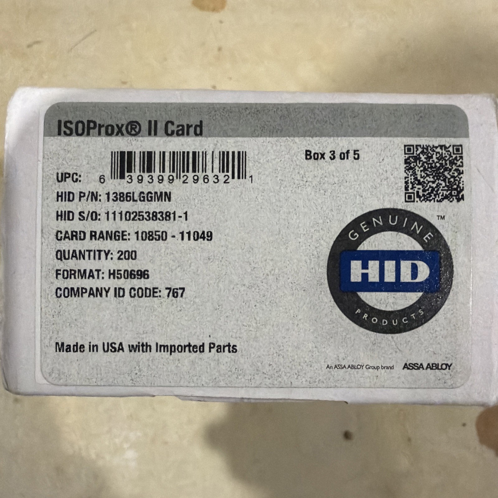 HID 1386 ISOProx II Proximity Access Card - 1386LGGMN 1 Boxe Of 200 Cards