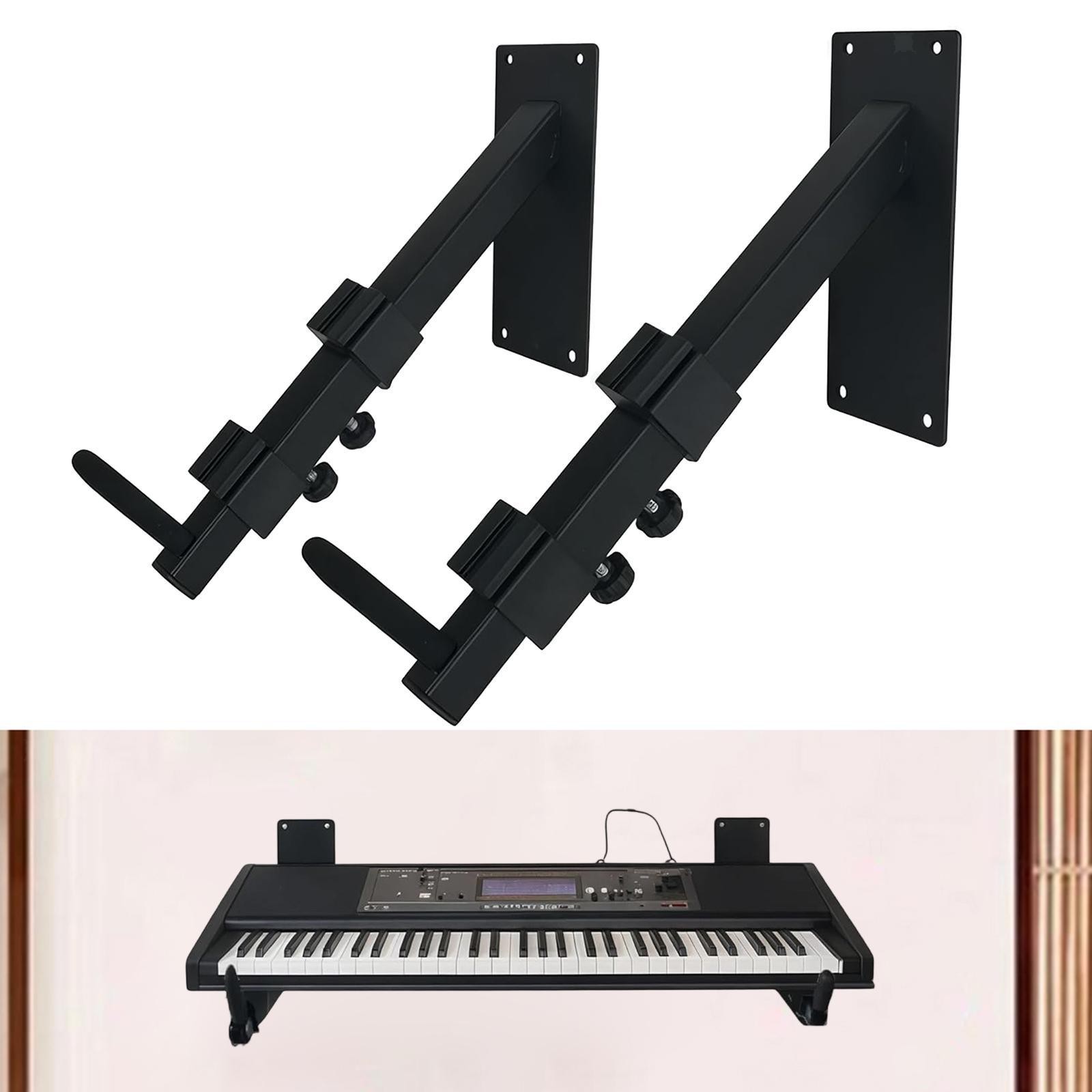 2 Pieces Electronic Keyboard Hook Holder Metal Wall Mount Adjustable Universal