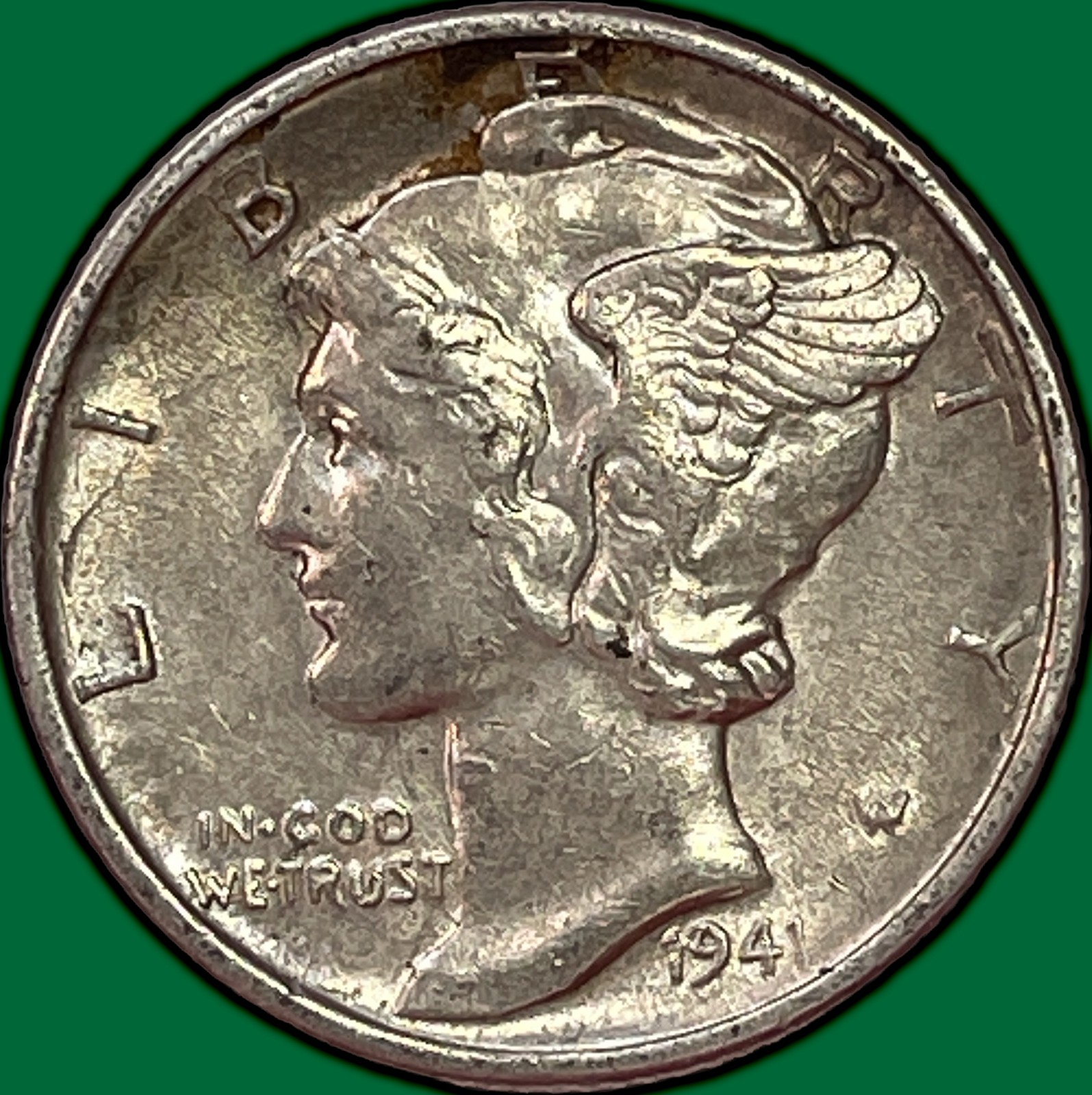 1941-D Mercury Dime Almost Uncirculated AU Coin #44664