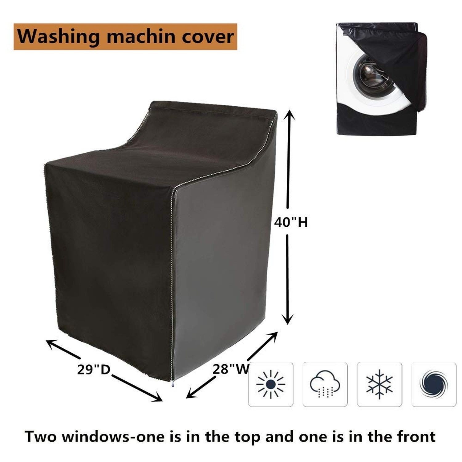 2Pack Washing machine cover,Fit for Outdoor Top Load and Front Load Machine,W...