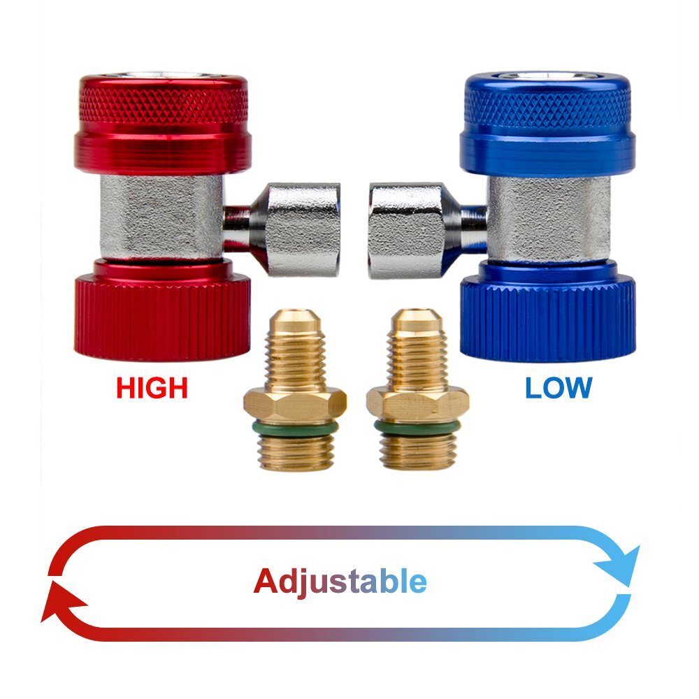 2Pcs Quick Connector Adapter Conversion Coupler Auto A/C Manifold Gauge Low/High