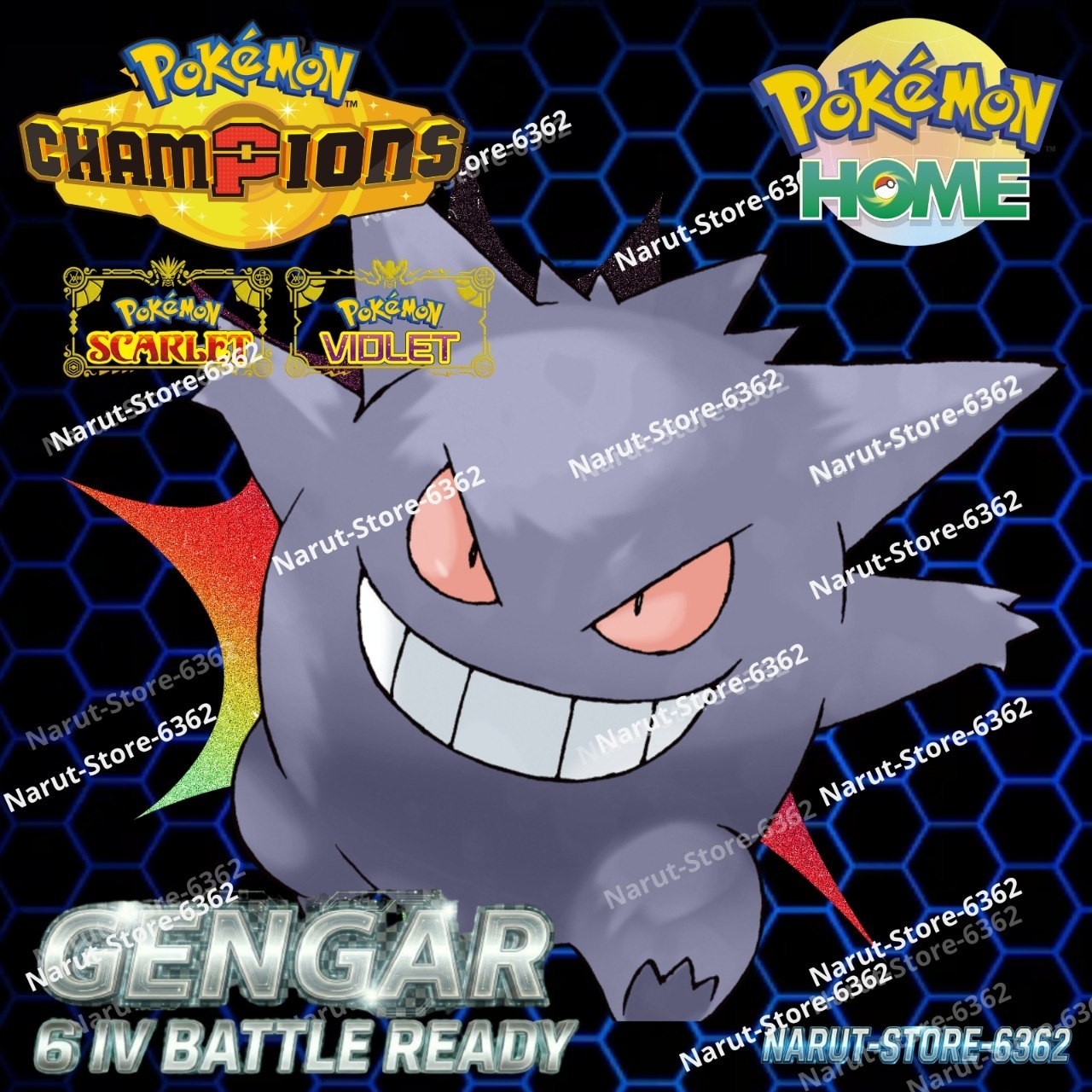 GENGAR🔥6IV SHINY POKEMON HOME🔥Pokemon CHAMPIONS SCARLET VIOLET