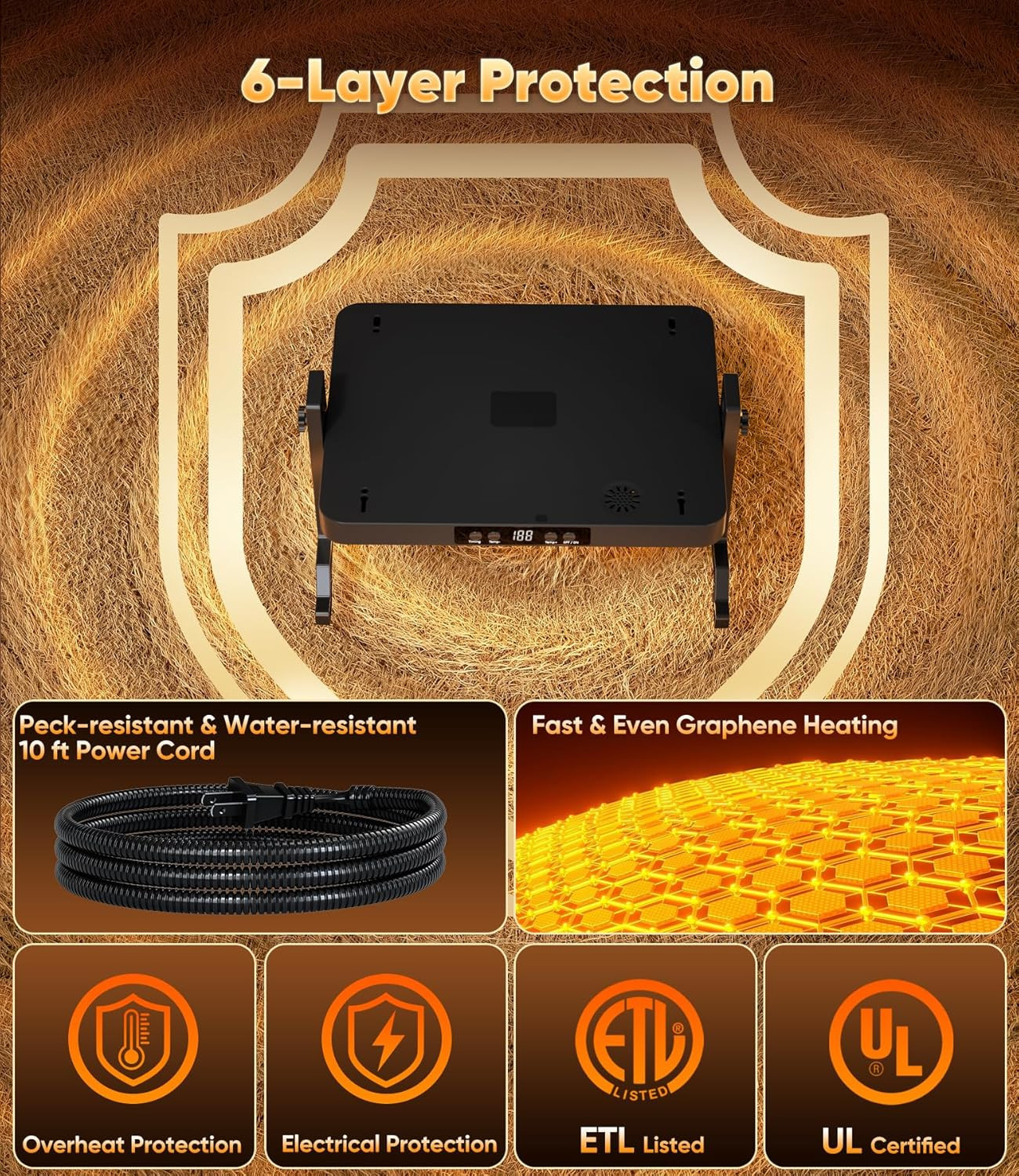 Smart Brooder Heating Plate, 2-In-1 Chicken Coop Heater & Chick Brooder, 200W Ra