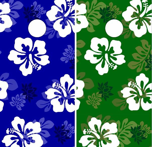 Hawaiian Flowers LAMINATED Cornhole Wrap Bag Toss Skin Decal Sticker