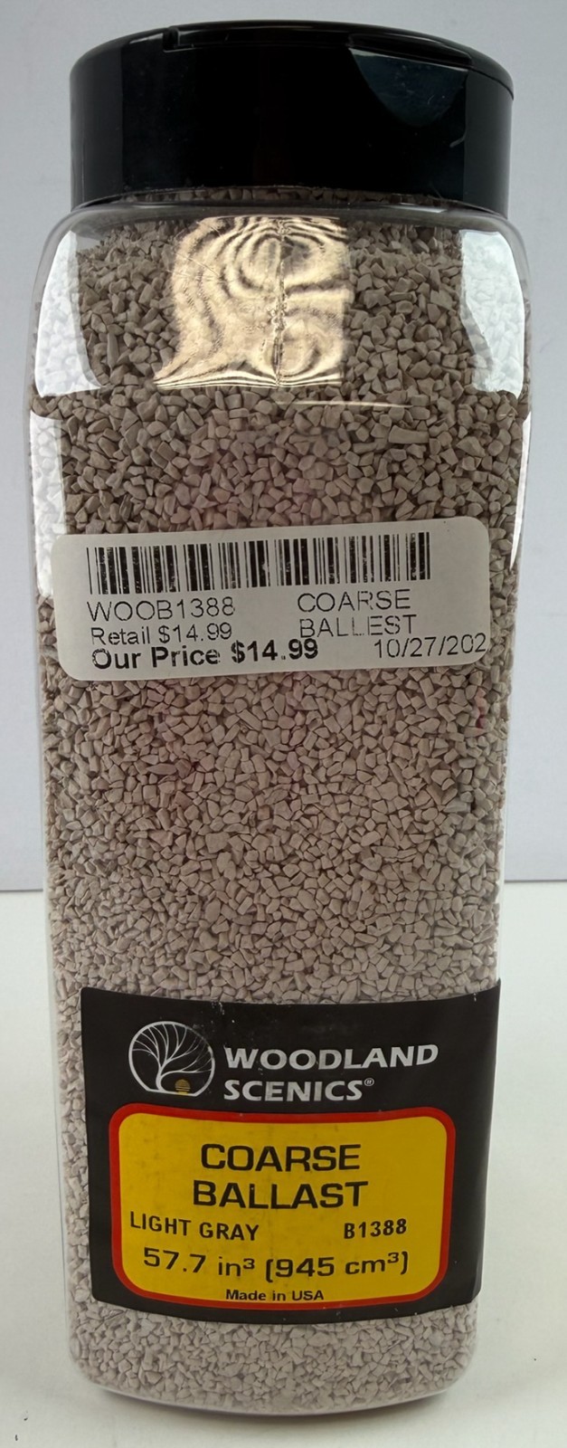 Woodland Scenics B1388 Coarse Ballast Light Gray 57.7 cu in Shaker New
