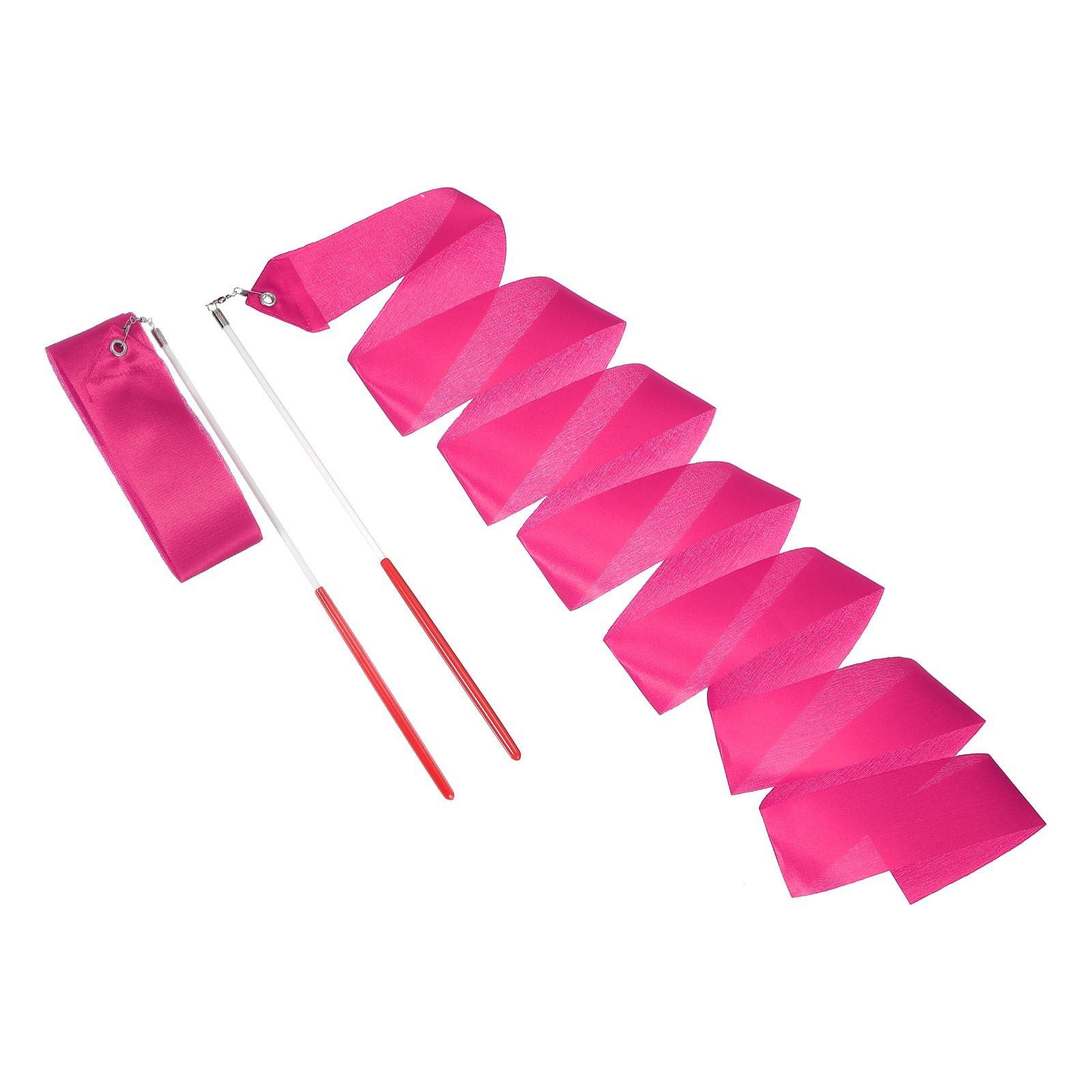 2Pcs Dance Ribbons 78.7" Rhythmic Dance Ribbon with Wands Rose Red]