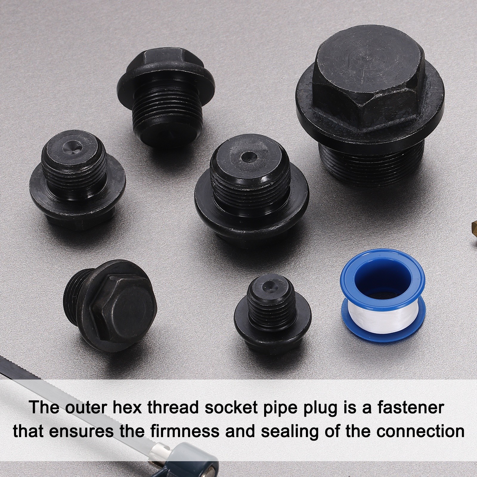 6Pcs M24x1.5 Carbon Steel Male Thread Outer Hex Pipe Plug Fitting Socket
