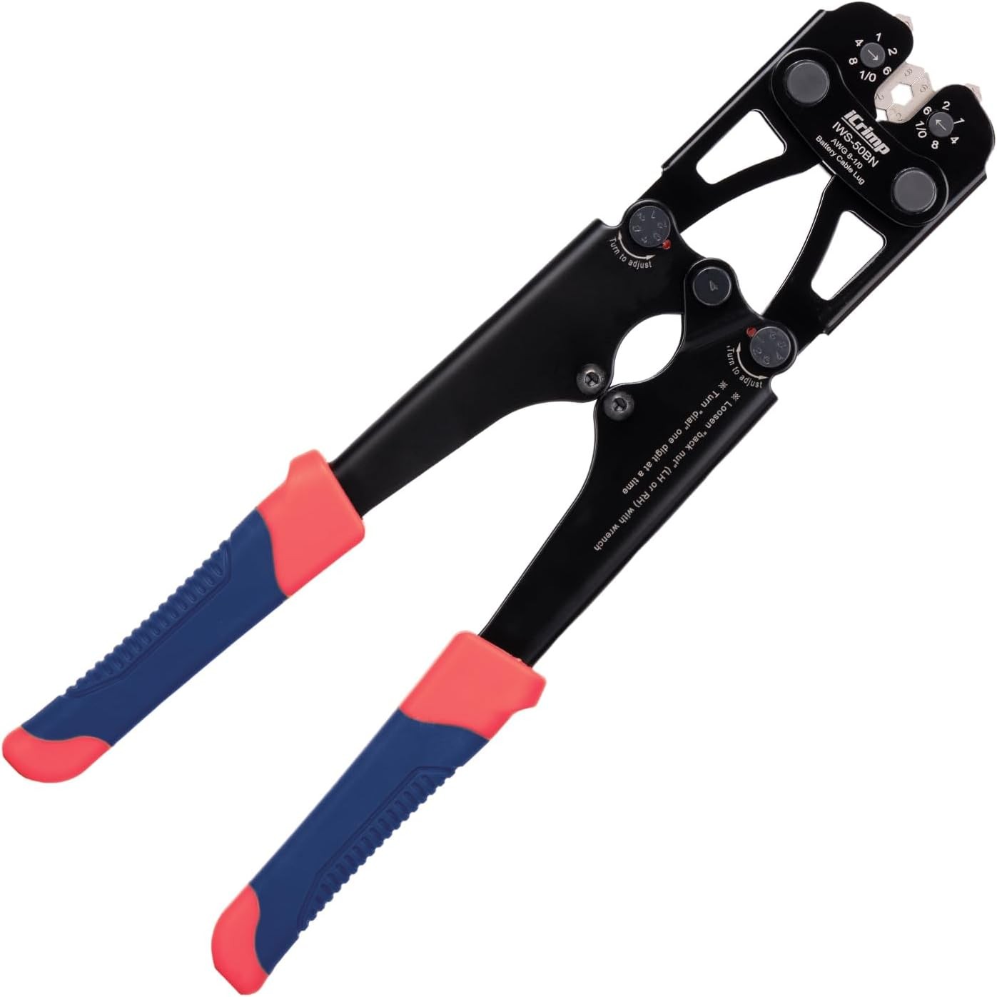 iCrimp Battery Cable Lug Crimping Tool for 8, 6, 4, 2, 1, 1/0 AWG Copper Cable L
