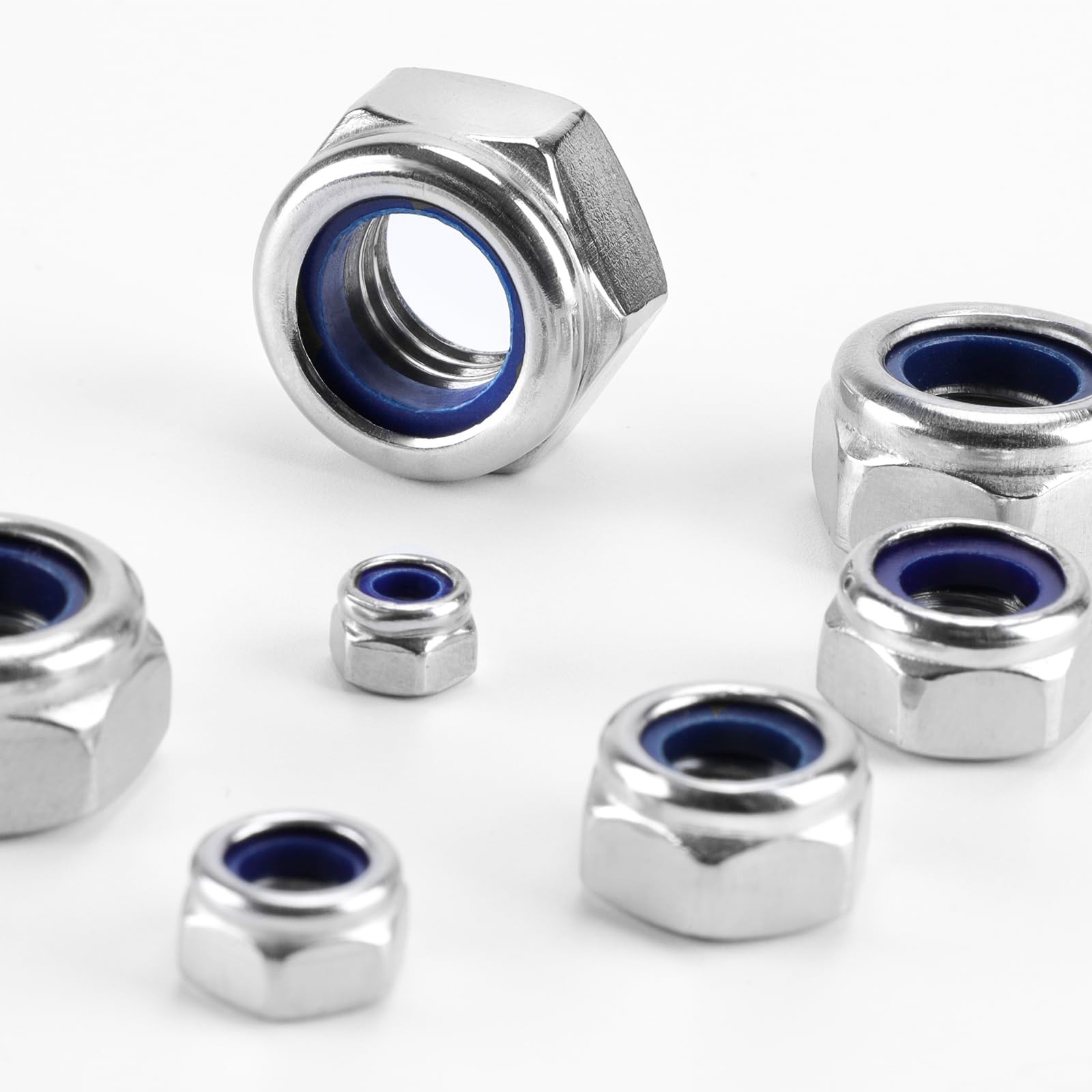 Vmuter 191pcs Metric Lock Nuts Assortment M3M12 Nylon Insert 304 Stainless Steel