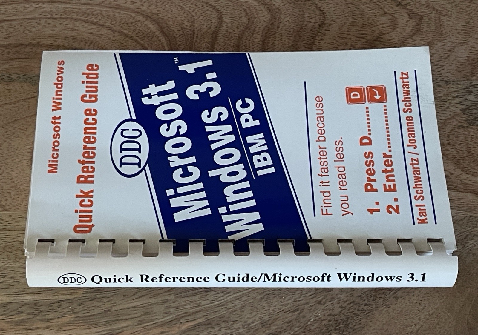 Microsoft Windows 3.1 IBM PC Quick Reference Guide DDC Spiral Flip Book