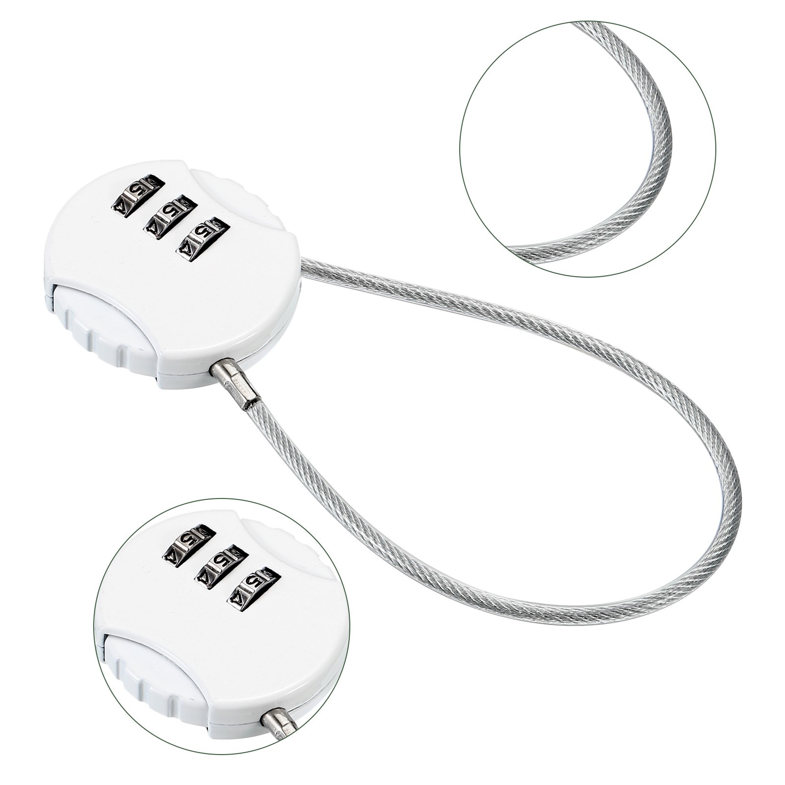 2PCS Small Combination Locks 3 Digit Baggage Padlocks White 7.8-Inch
