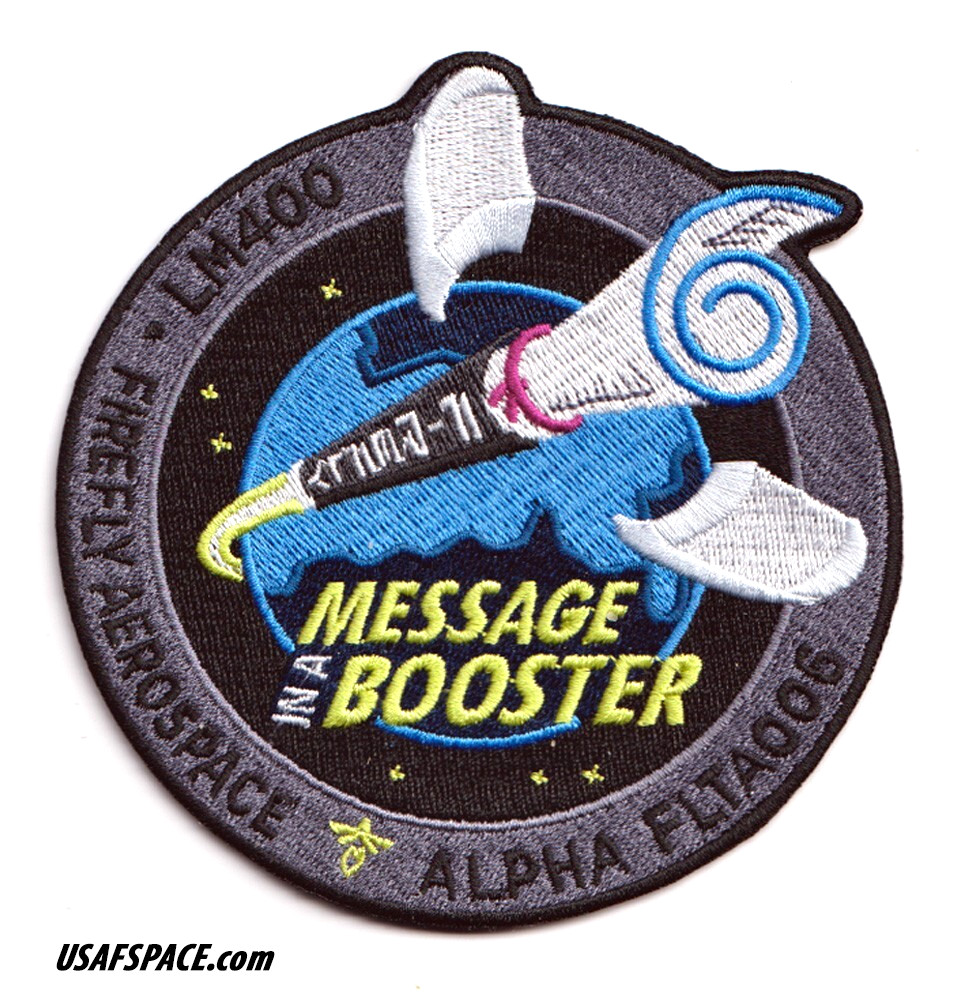 Authentic FIREFLY Alpha FLTA006 Message In a Bottle-USSF NASA SATELLITE PATCH