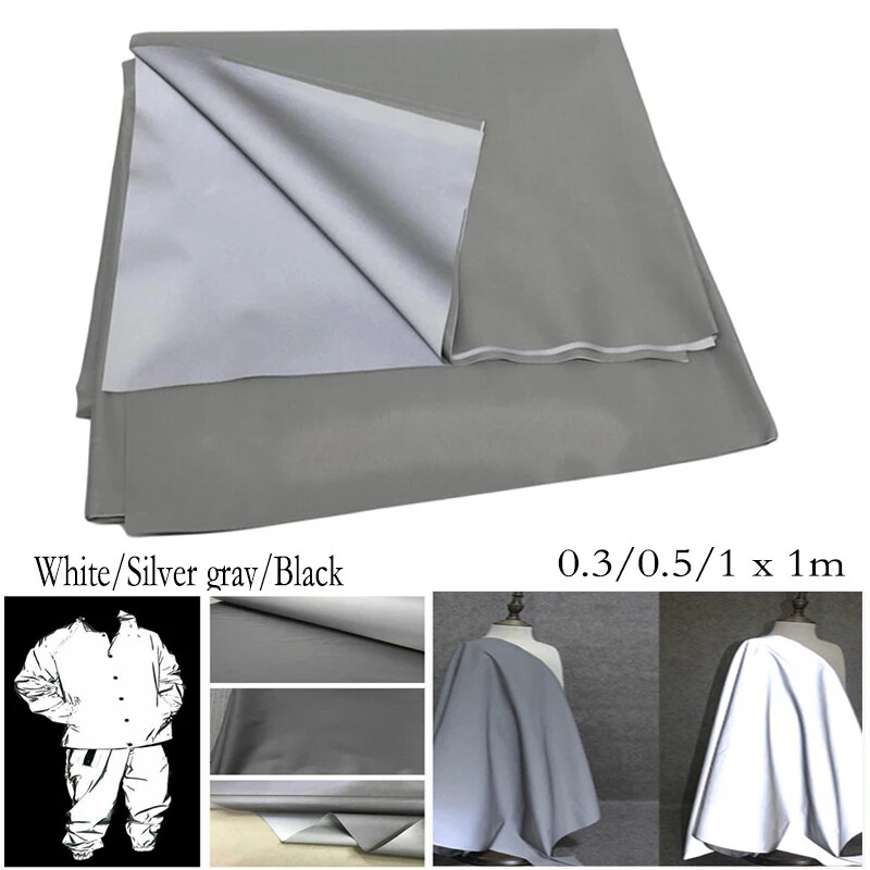 Sew-On Reflective Fabric: White, Black, Silver Gray - Width: 0.3/0.5/1m