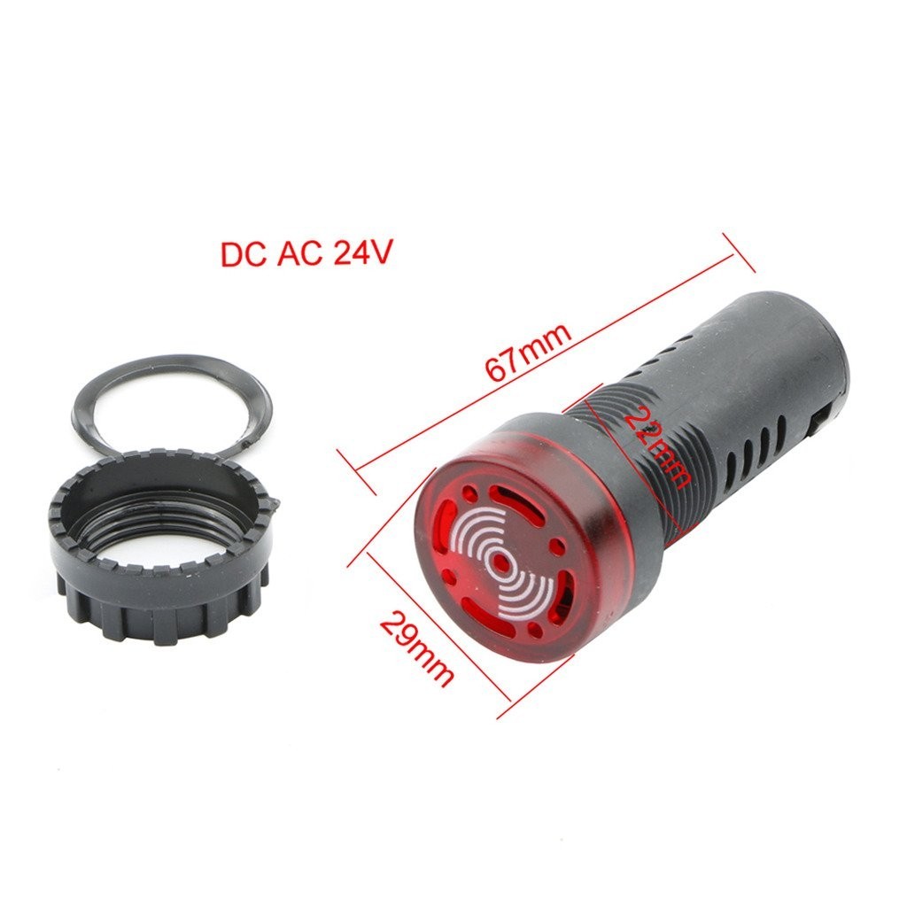 10 pc 22mm DC 24V Red LED Flashing Buzzer Pilot Panel Indicator Miniature Light
