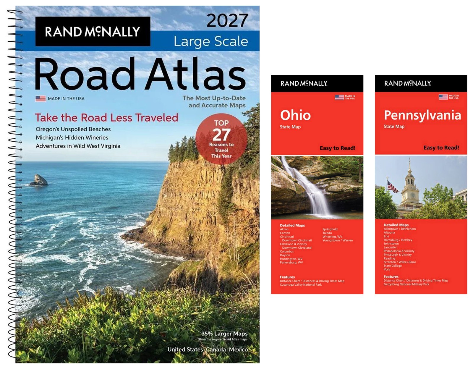 Rand McNally 2027 Large Scale Road Atlas + Easy-to-Read Ohio & Pennsylvania Maps