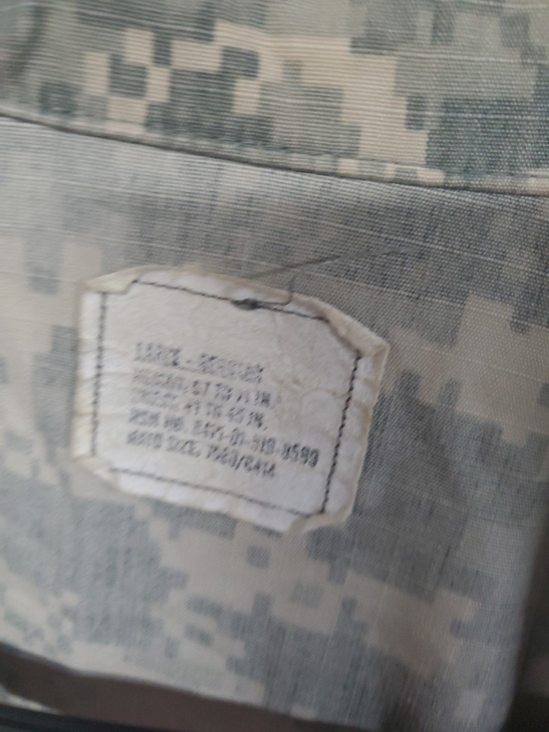 Bin# Large Regular Army Combat Uniform ACU 50/50 Combat Top Coat
