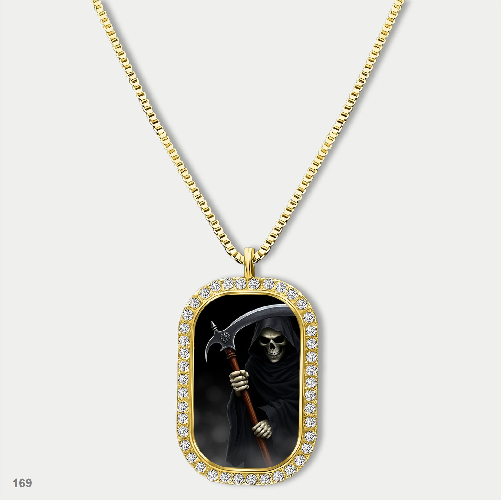 New Death Skull Grim Reaper Fashion Pendant Necklace Chain Photo Dog Tag Chain G