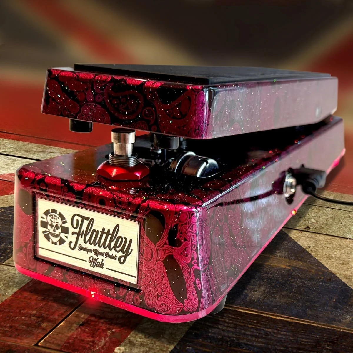 Flattley Guitar Pedal Guitar Candy Red Skulls – The Flattley Wah 10th Anniver...