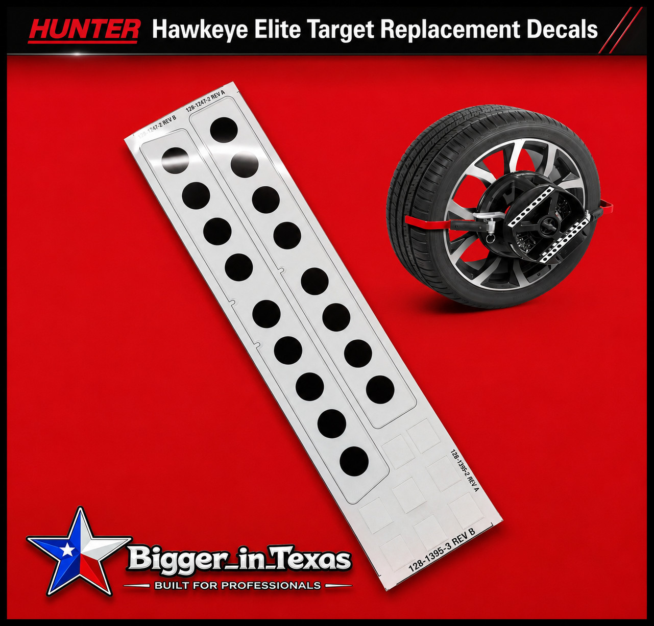 Hunter Hawkeye Elite Wheel Alignment Target OEM Field Replace Decals 128-1395-3