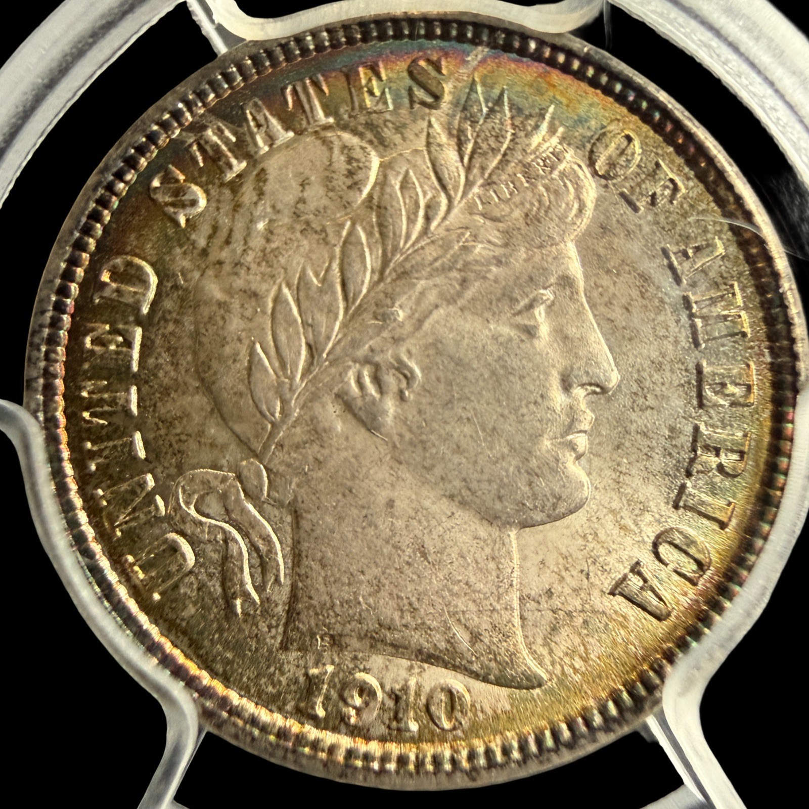 1910 Barber Silver Dime 10C - PCGS MS66 Toned - High Grade - 0367