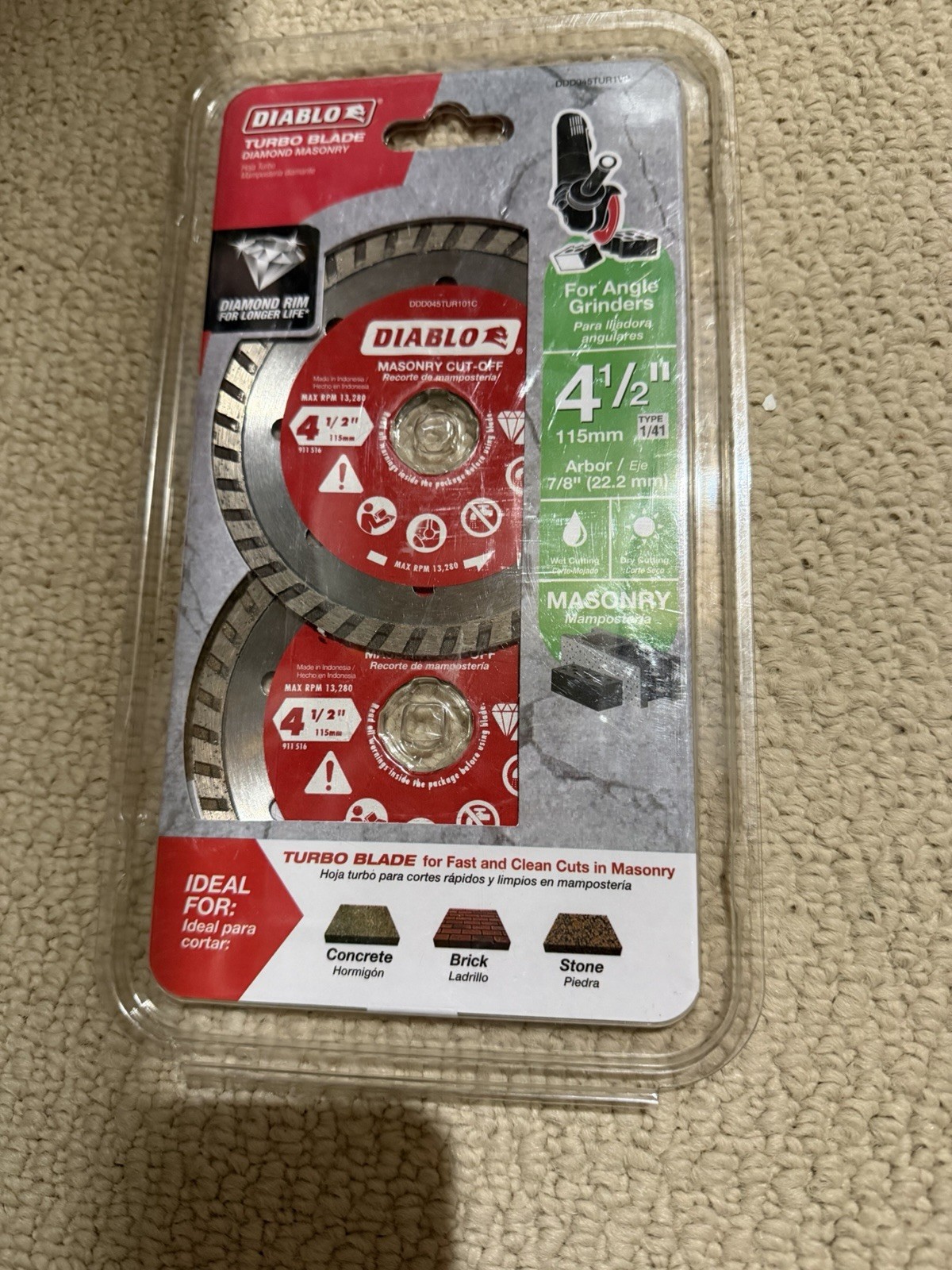 DIABLO 4-1/2 in. Turbo Rim Masonry Diamond Cut Off Blade Value Pack (2-Pack)