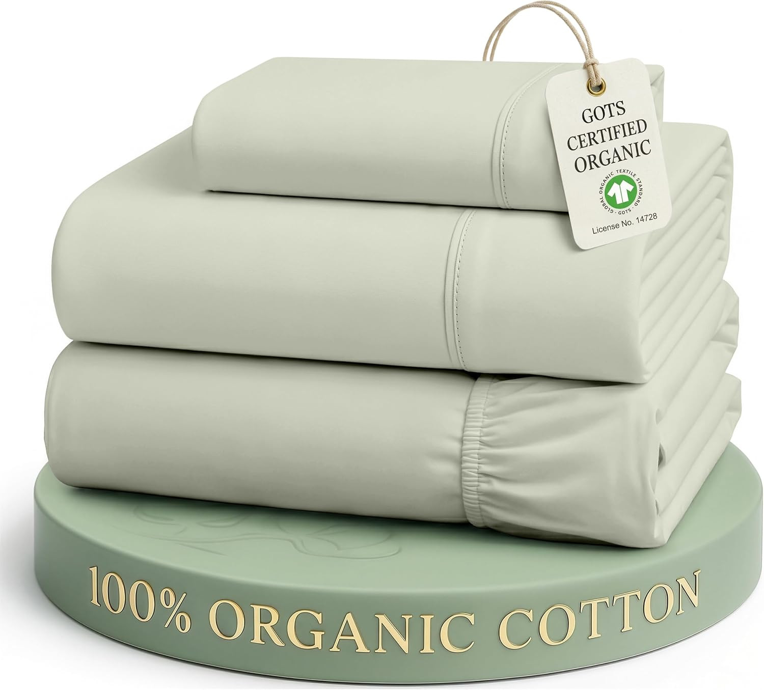 100% Organic Cotton Twin Sheets, Soft & Comfy Percale Weave Mercerized Fully Ela